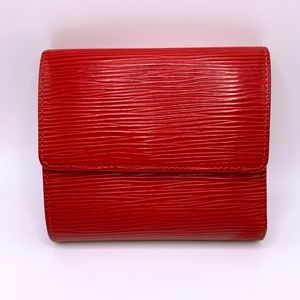 Authentic Louis Vuitton Epi Porte Monnaie Billets Cartes Credit Wallet - Red